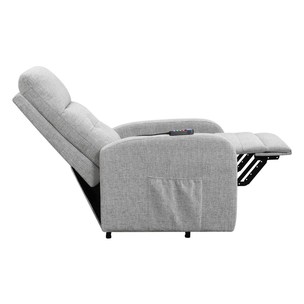 Howie Tufted Upholstered Power Lift Recliner Grey. Picture 13