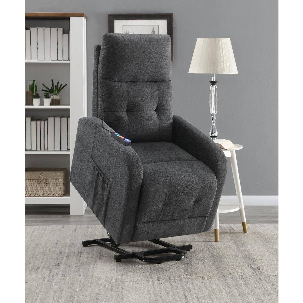 Howie Tufted Upholstered Power Lift Recliner Charcoal. Picture 1