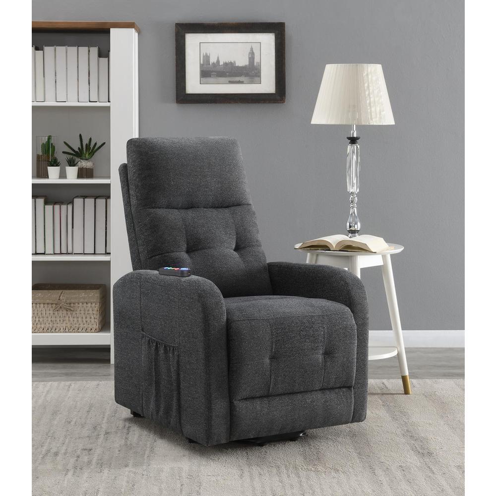 Howie Tufted Upholstered Power Lift Recliner Charcoal. Picture 2