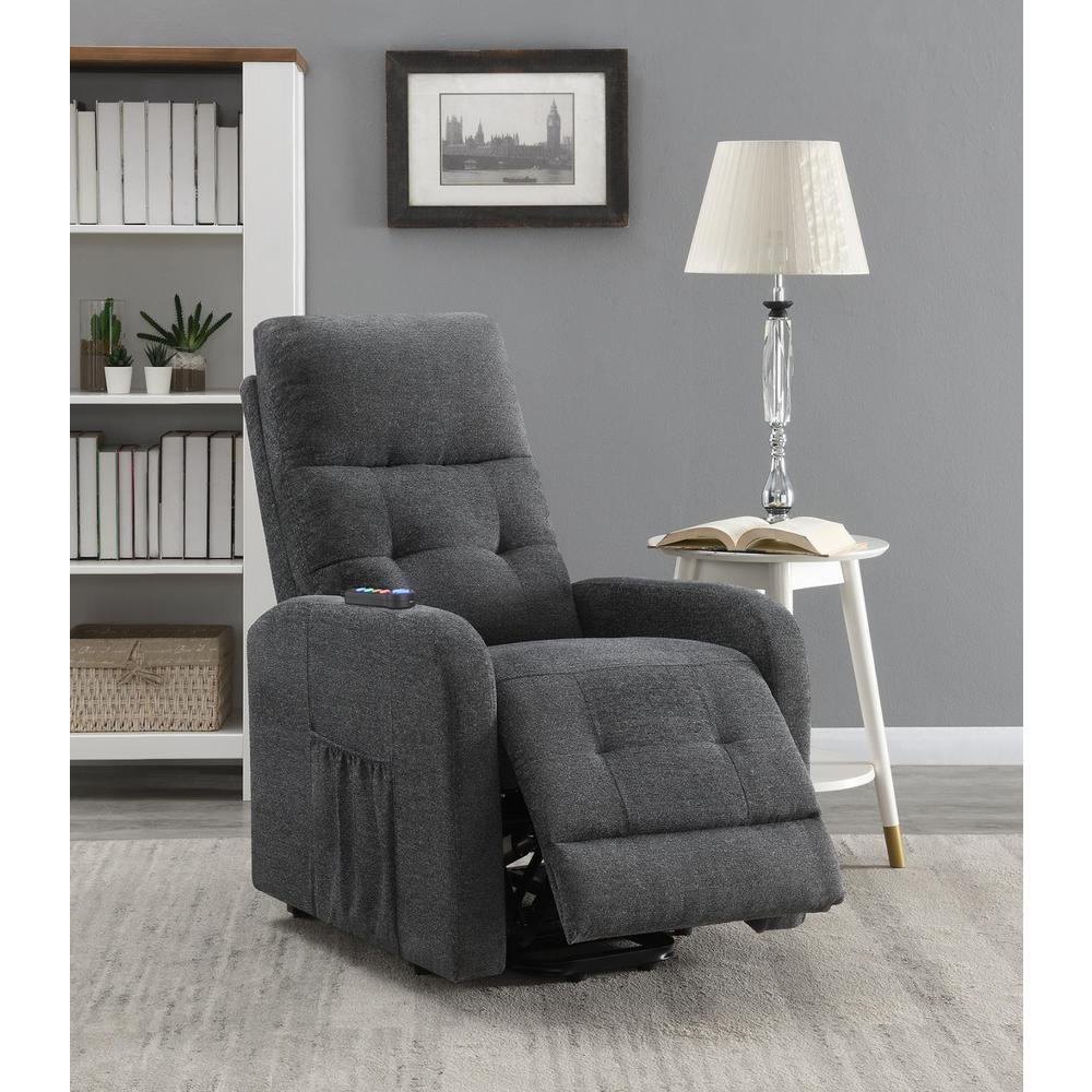 Howie Tufted Upholstered Power Lift Recliner Charcoal. Picture 3