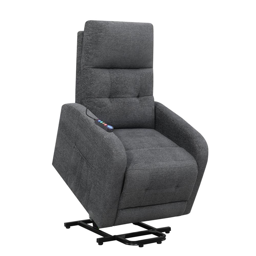 Howie Tufted Upholstered Power Lift Recliner Charcoal. Picture 4