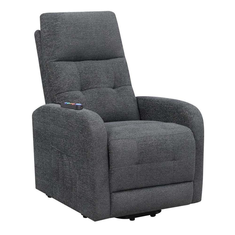Howie Tufted Upholstered Power Lift Recliner Charcoal. Picture 5
