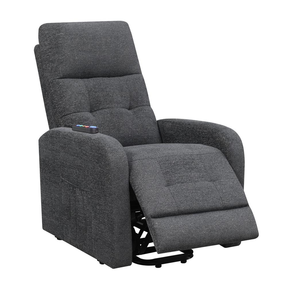 Howie Tufted Upholstered Power Lift Recliner Charcoal. Picture 6