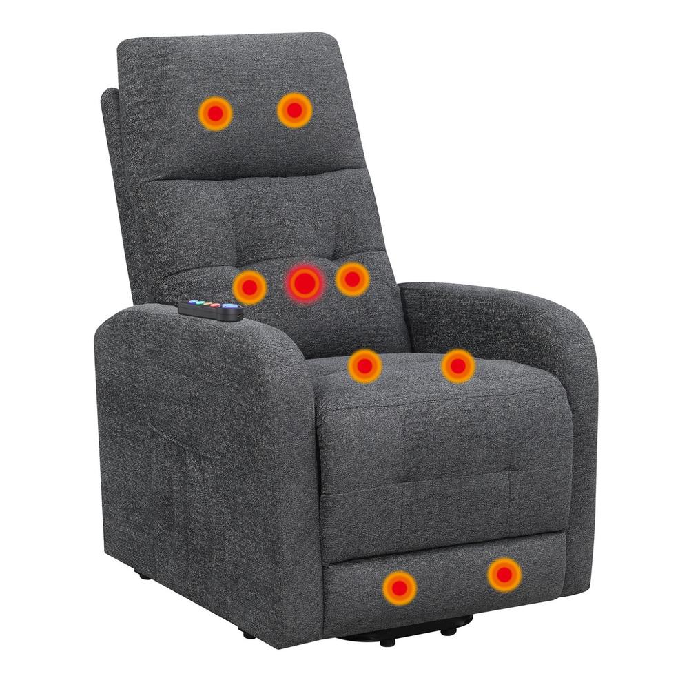 Howie Tufted Upholstered Power Lift Recliner Charcoal. Picture 7