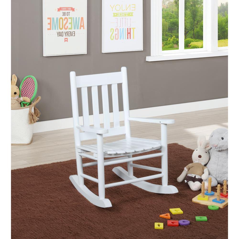 Annie Slat Back Youth Rocking Chair White. Picture 1