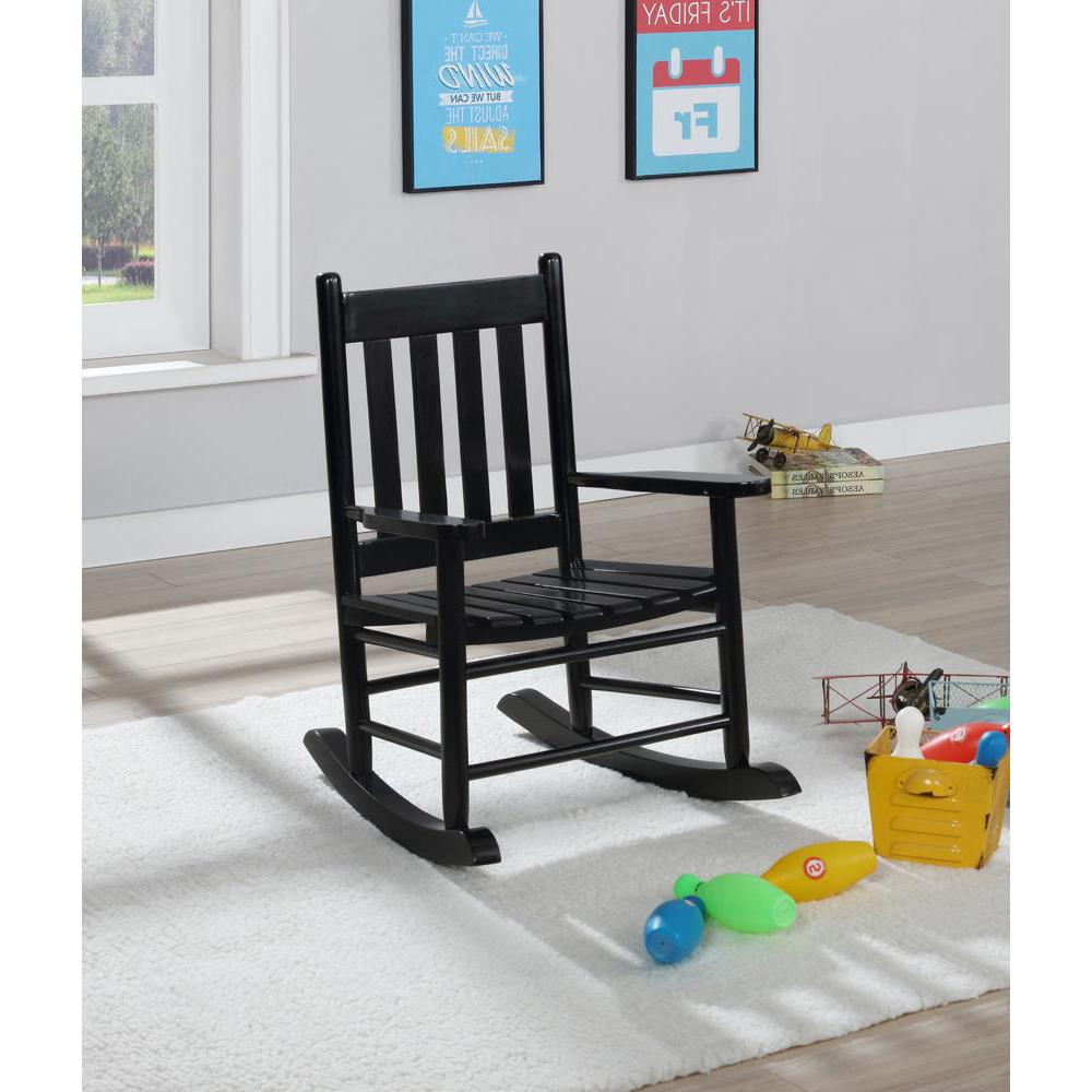 Annie Slat Back Youth Rocking Chair Black. Picture 1