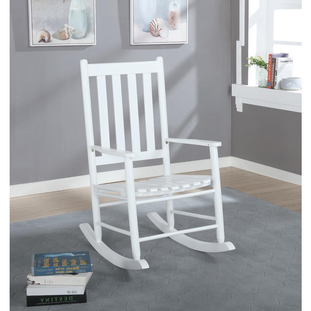 Annie Slat Back Wooden Rocking Chair White. Picture 1