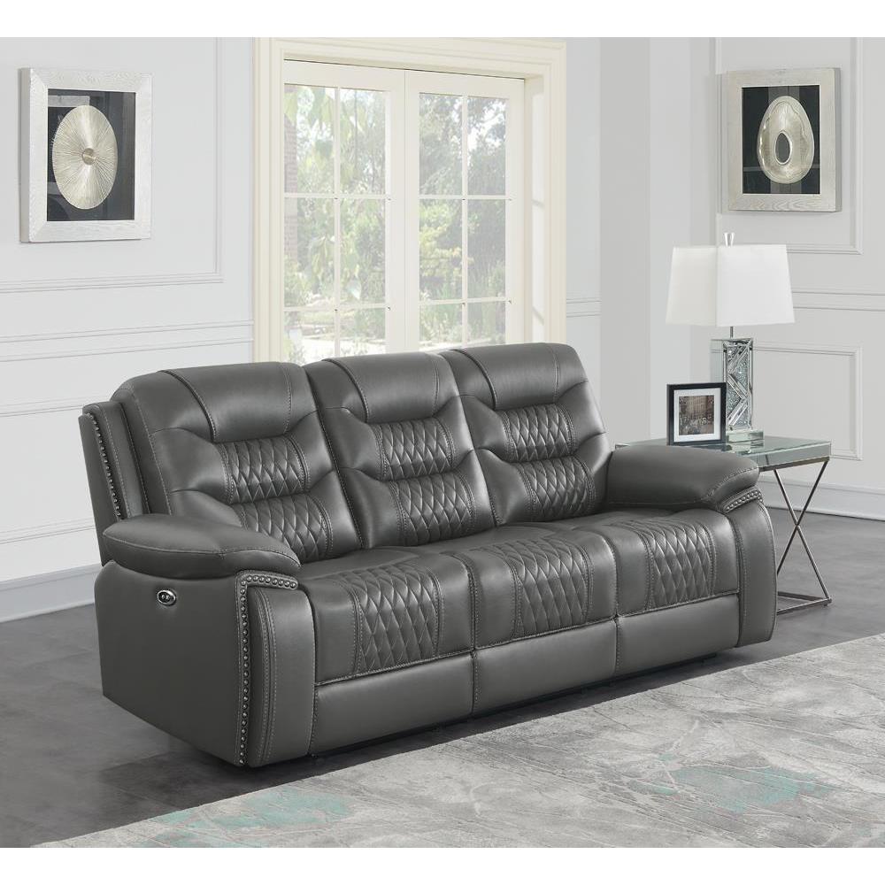 Flamenco Tufted Upholstered Power Sofa Charcoal. Picture 1