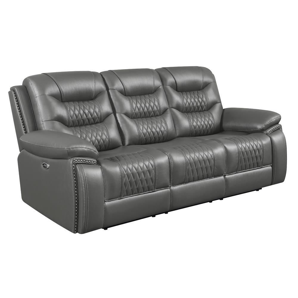 Flamenco Tufted Upholstered Power Sofa Charcoal. Picture 2