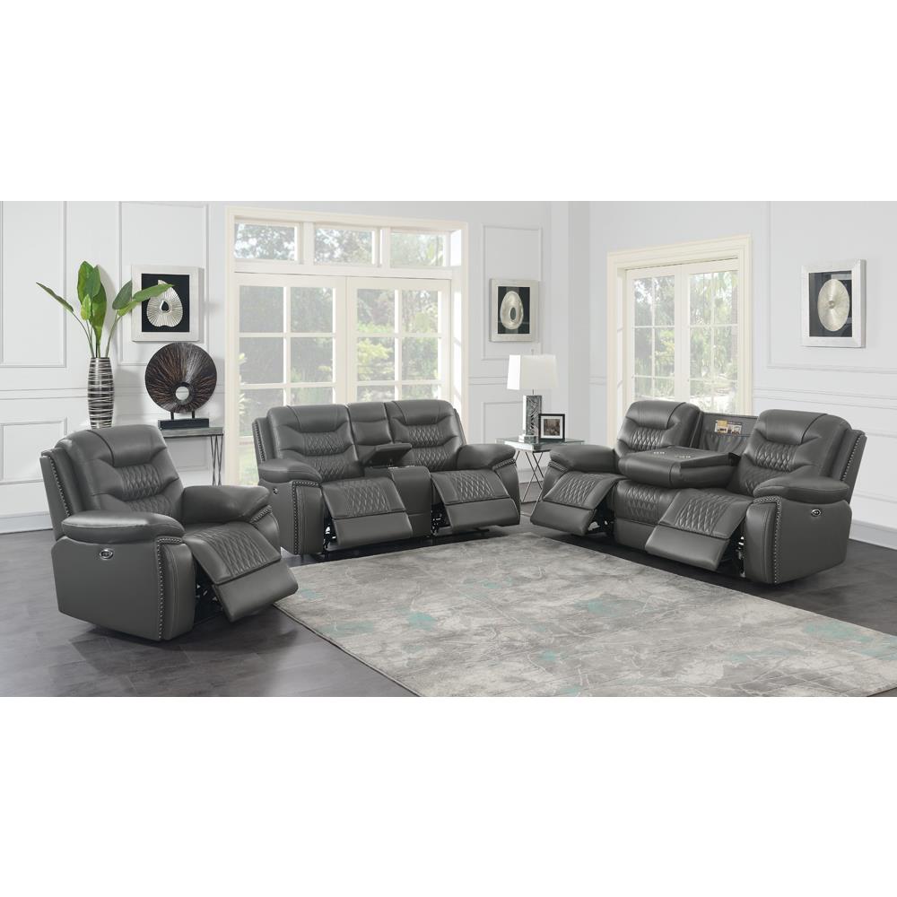 Flamenco Tufted Upholstered Power Sofa Charcoal. Picture 10