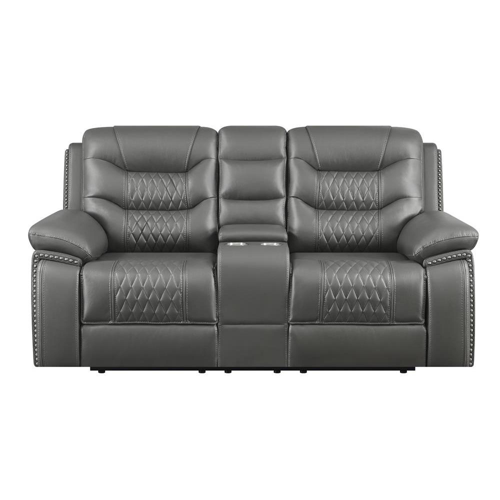 Flamenco Tufted Upholstered Power Loveseat with Console Charcoal. Picture 4