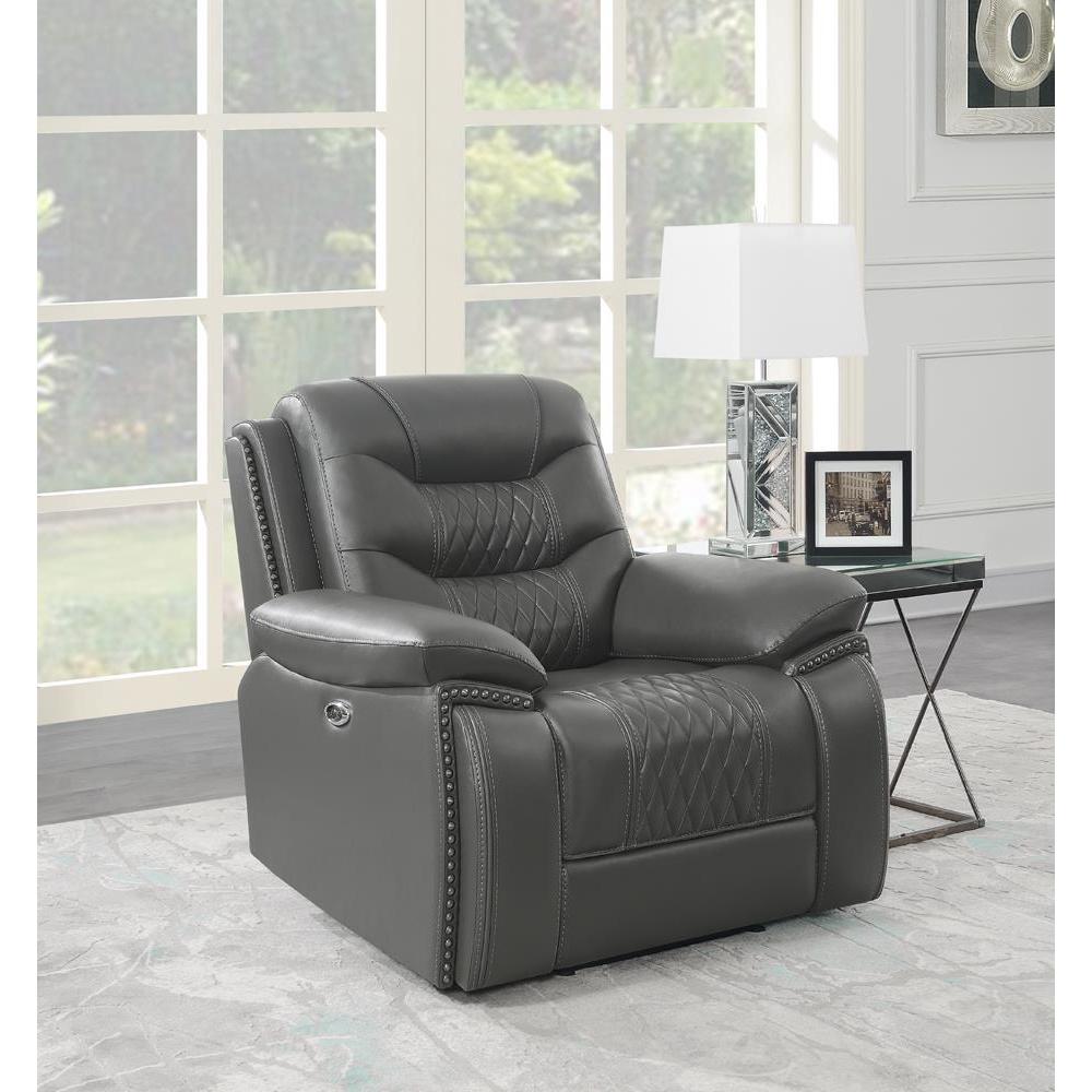 Flamenco Tufted Upholstered Power Recliner Charcoal. Picture 1
