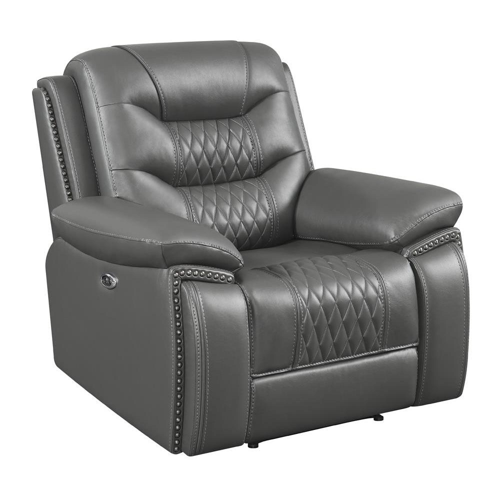 Flamenco Tufted Upholstered Power Recliner Charcoal. Picture 2