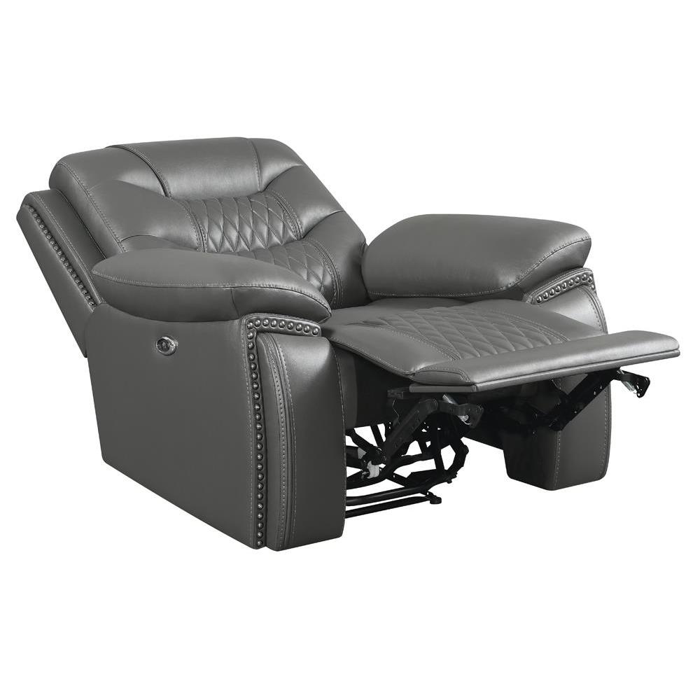 Flamenco Tufted Upholstered Power Recliner Charcoal. Picture 3