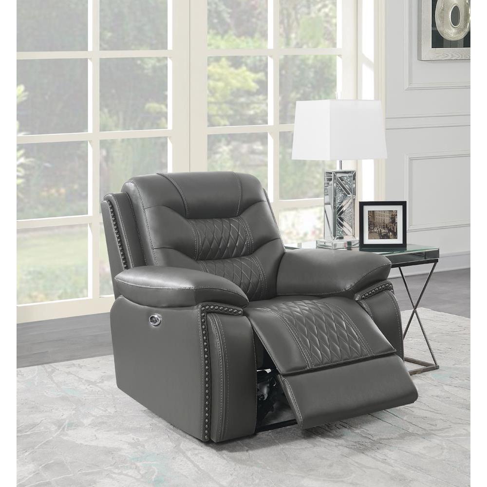 Flamenco Tufted Upholstered Power Recliner Charcoal. Picture 5