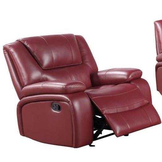 Camila Upholstered Glider Recliner Chair Red Faux Leather. Picture 1