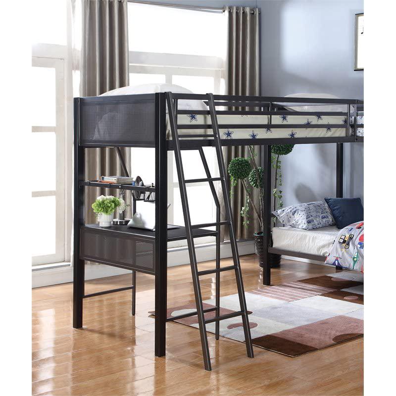 Meyers 2-piece Metal Twin Over Twin Bunk Bed Set Black and Gunmetal. Picture 3