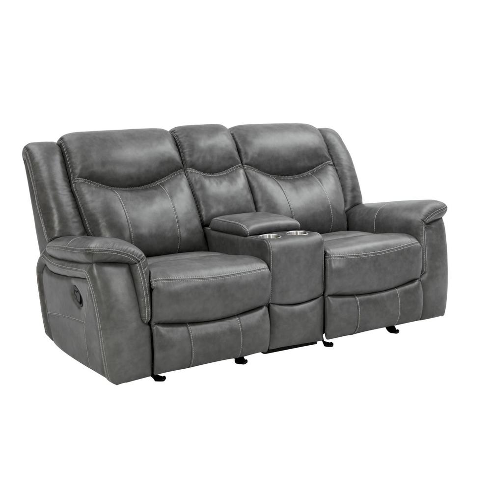 Conrad Upholstered Motion Loveseat Cool Grey. Picture 1