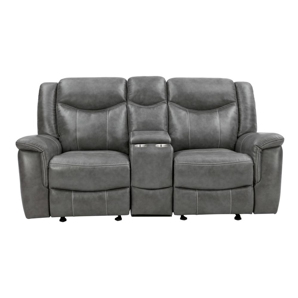 Conrad Upholstered Motion Loveseat Cool Grey. Picture 4