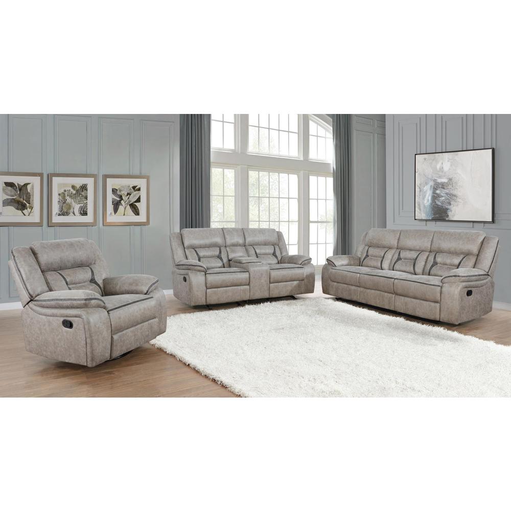 Greer Upholstered Tufted Living Room Set. Picture 1