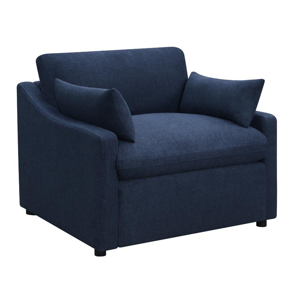 Destino Cushion Back Power Recliner Midnight Blue. Picture 2