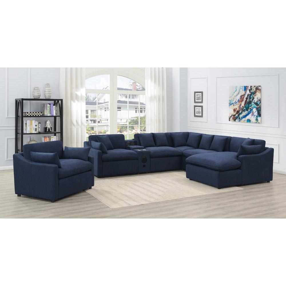 Destino Cushion Back Power Recliner Midnight Blue. Picture 5