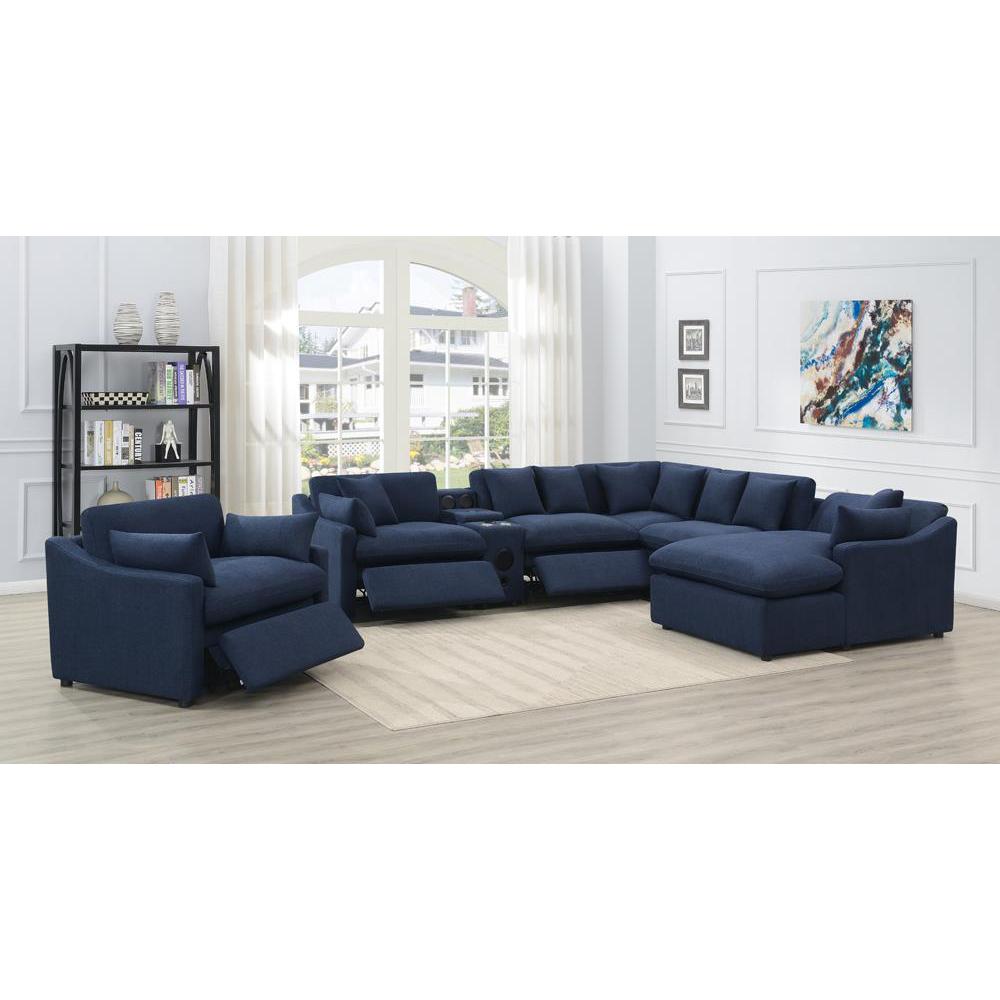 Destino Cushion Back Power Recliner Midnight Blue. Picture 6