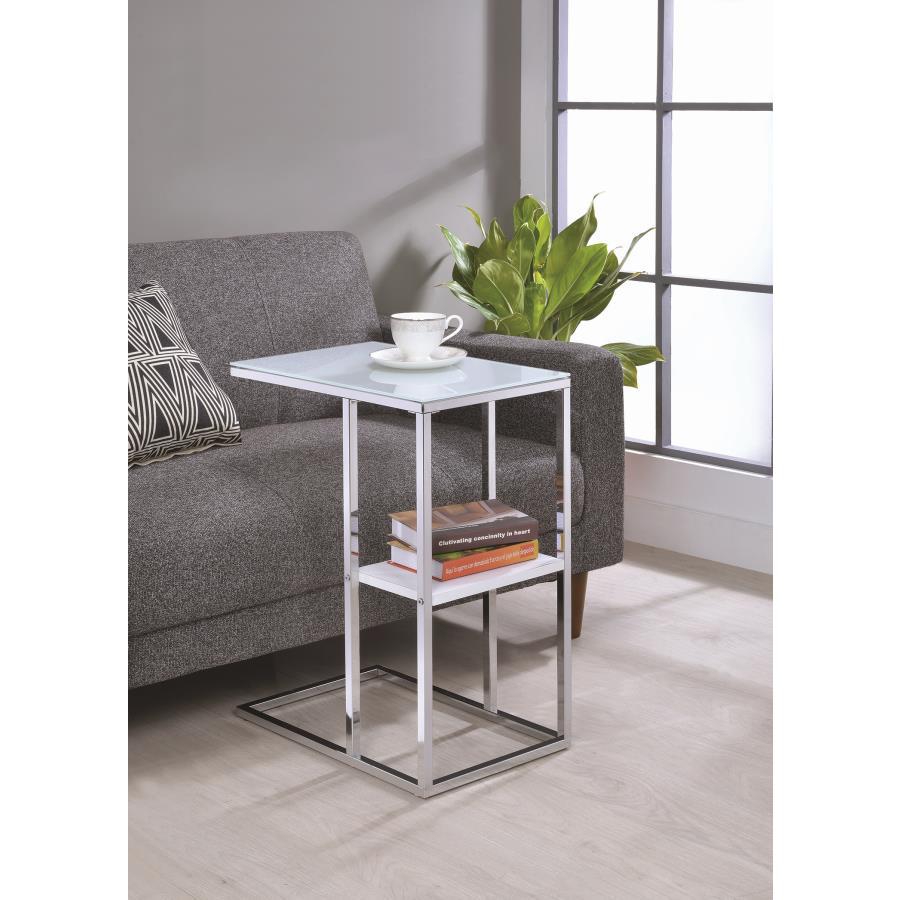 Daisy 1-shelf Accent Table Chrome and White. Picture 4