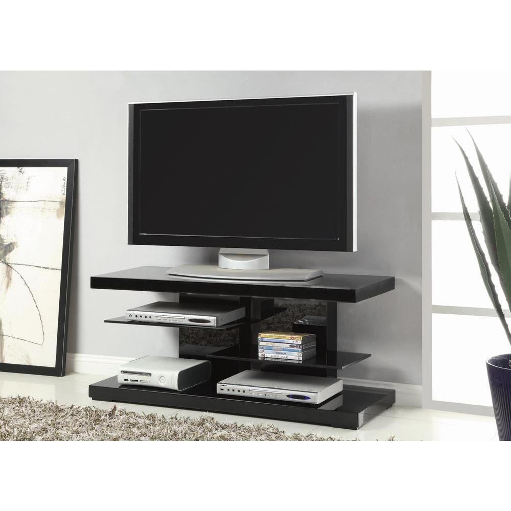 Matteo 2-Shelf TV Console Glossy Black. Picture 2
