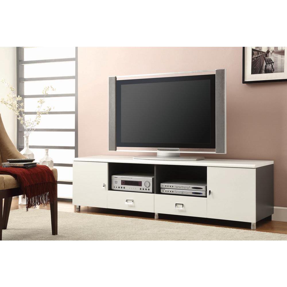 Burkett 2-drawer TV Console White and Grey. Picture 2