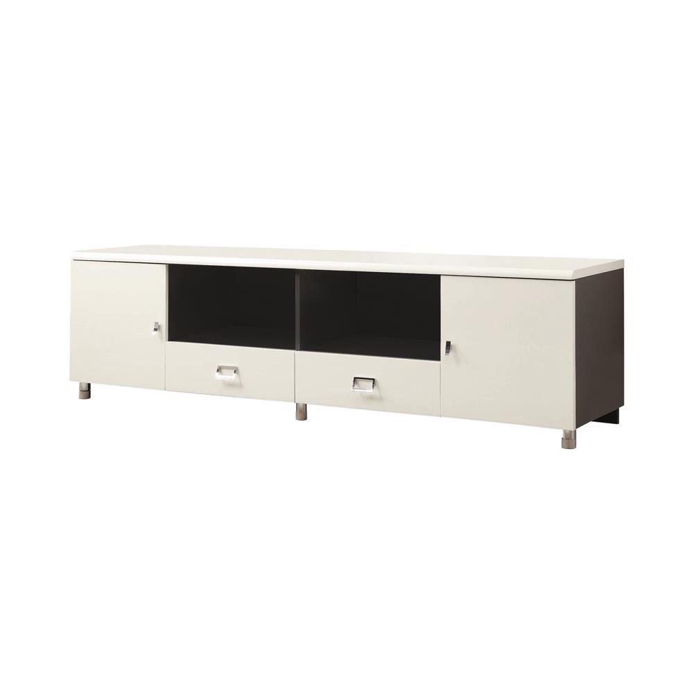 Burkett 2-drawer TV Console White and Grey. Picture 1