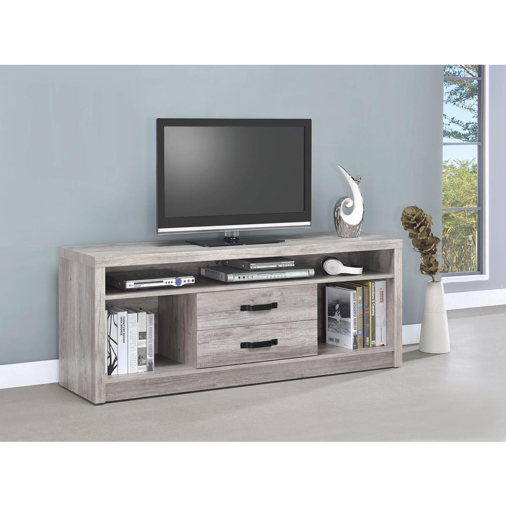 Burke 2-drawer TV Console Grey Driftwood. Picture 1