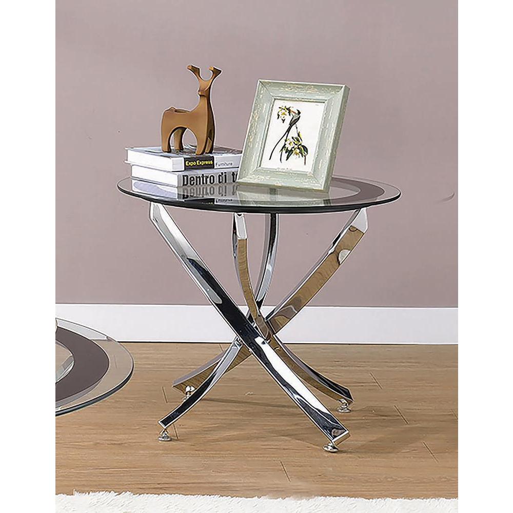 Brooke Glass Top End Table Chrome and Black. Picture 1