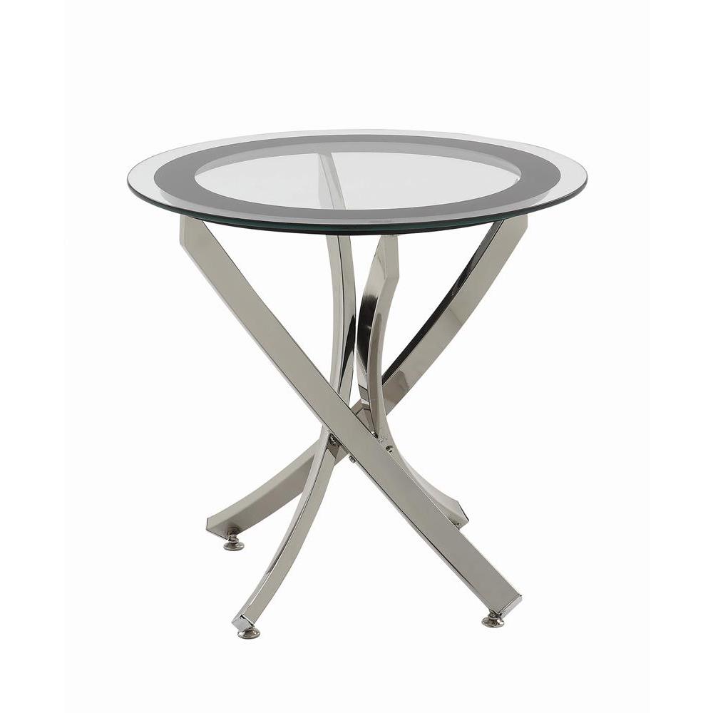 Brooke Glass Top End Table Chrome and Black. Picture 2