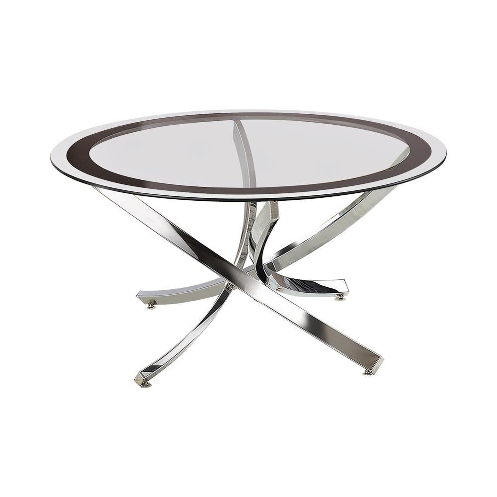 Brooke Glass Top Coffee Table Chrome and Black. Picture 2