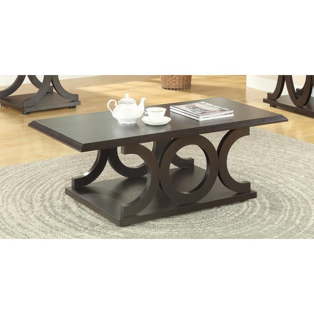Shelly C-shaped Base Coffee Table Cappuccino. Picture 1