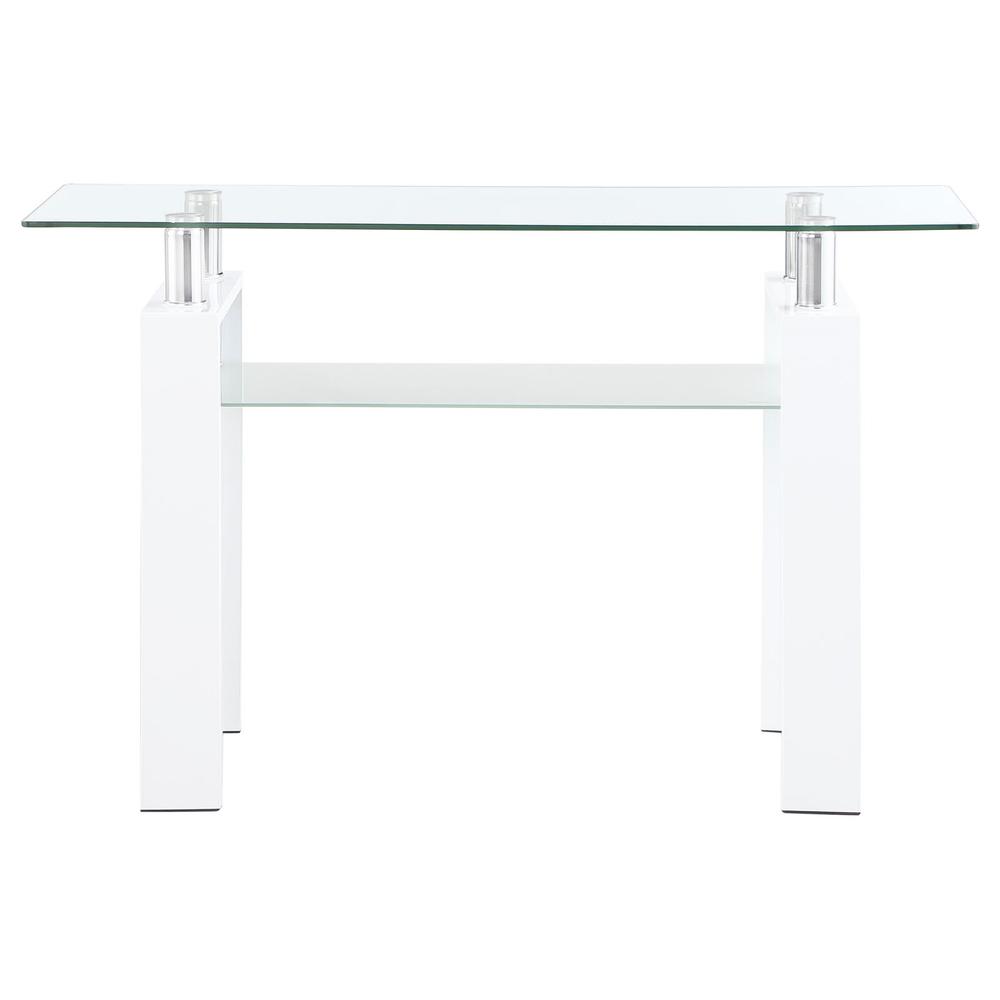 Dyer Rectangular Glass Top Sofa Table With Shelf White. Picture 2