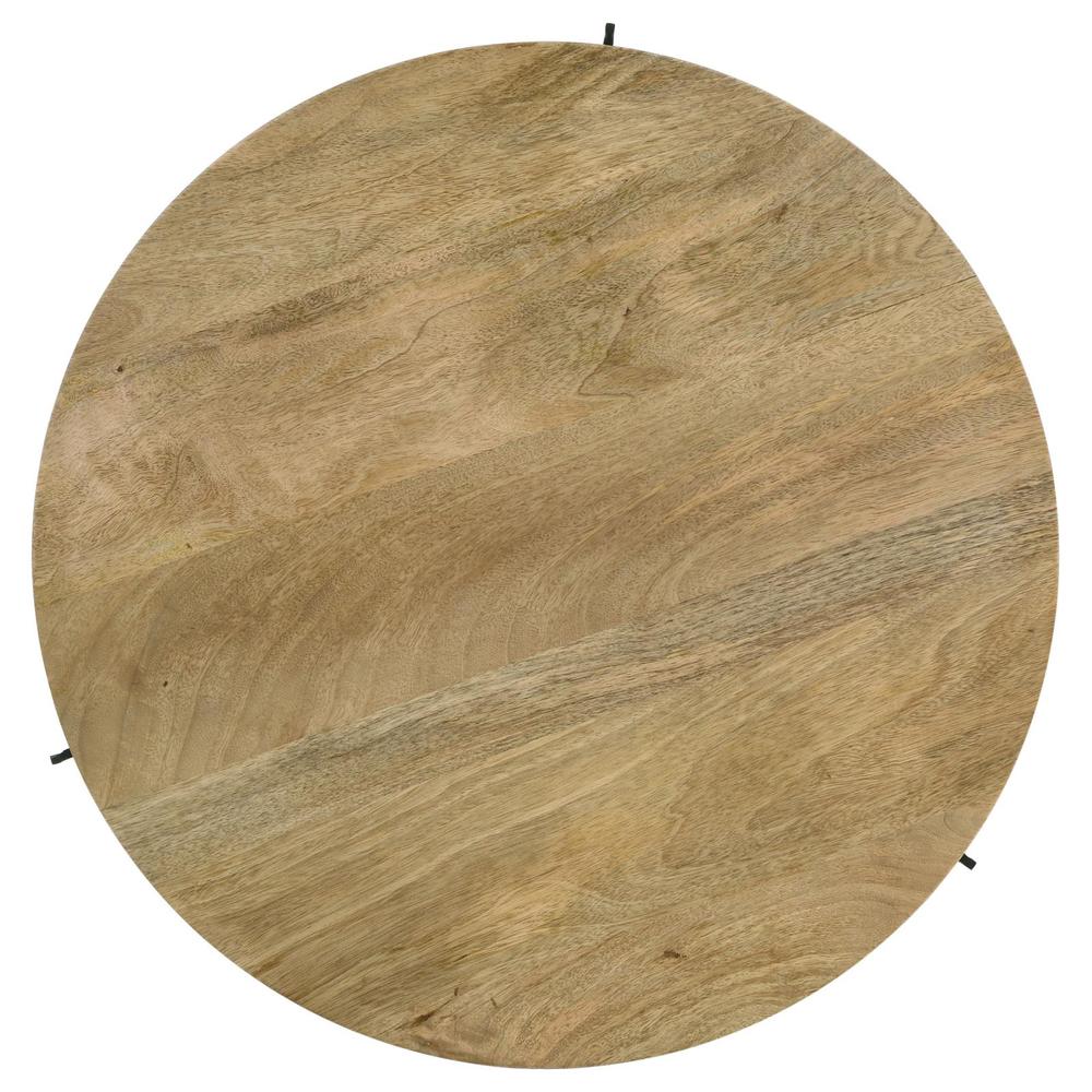 Pilar Round Solid Wood Top Coffee Table Natural and Black. Picture 2