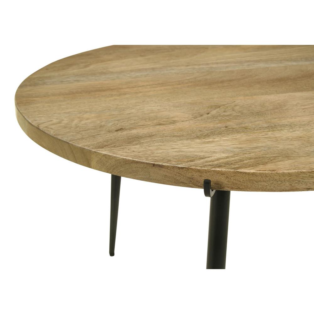 Pilar Round Solid Wood Top Coffee Table Natural and Black. Picture 3