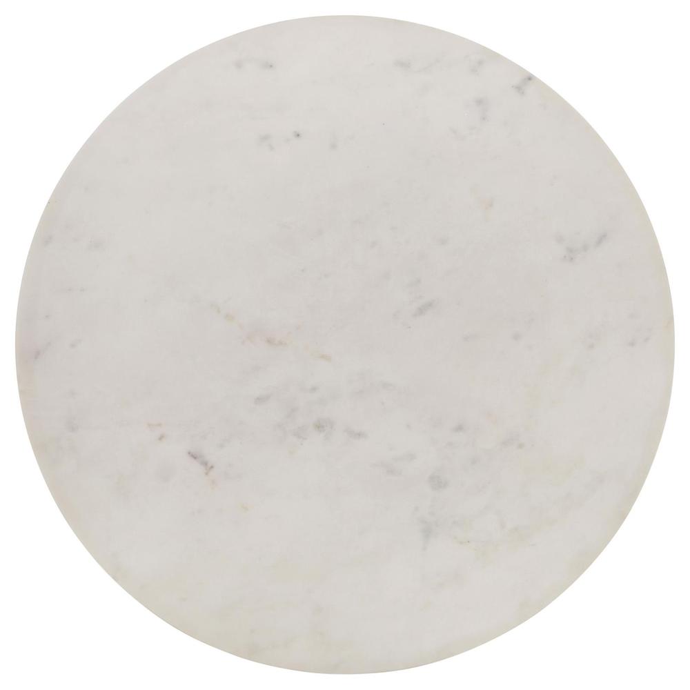Aldis Round Marble Top End Table White and Natural. Picture 2