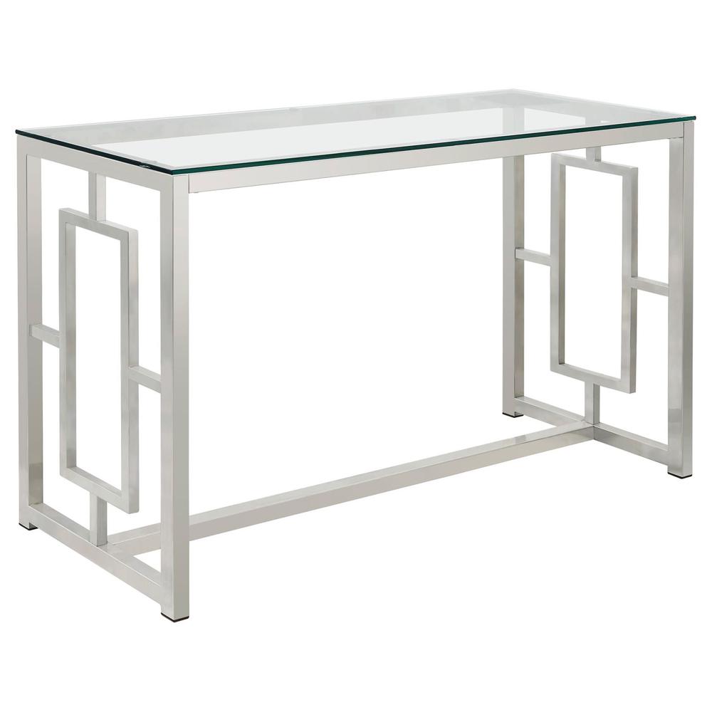 Merced Rectangle Glass Top Sofa Table Nickel. Picture 1