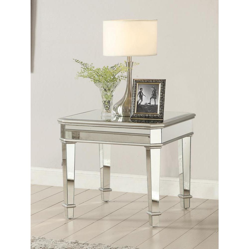 Eisley Square Beveled Top End Table Silver. Picture 1