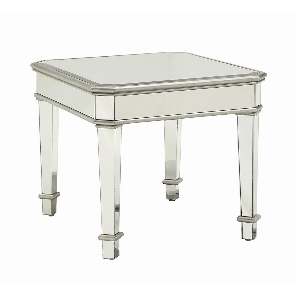 Eisley Square Beveled Top End Table Silver. Picture 2