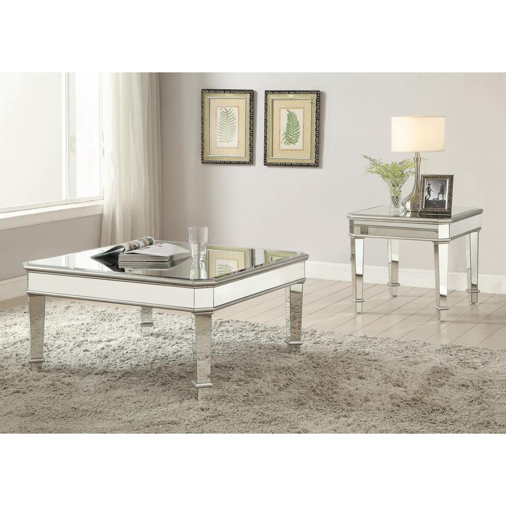 Eisley Square Beveled Top End Table Silver. Picture 3