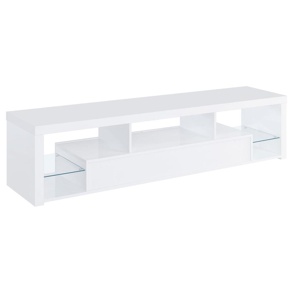 Jude 2-drawer 71" TV Stand With Shelving White High Gloss. Picture 6