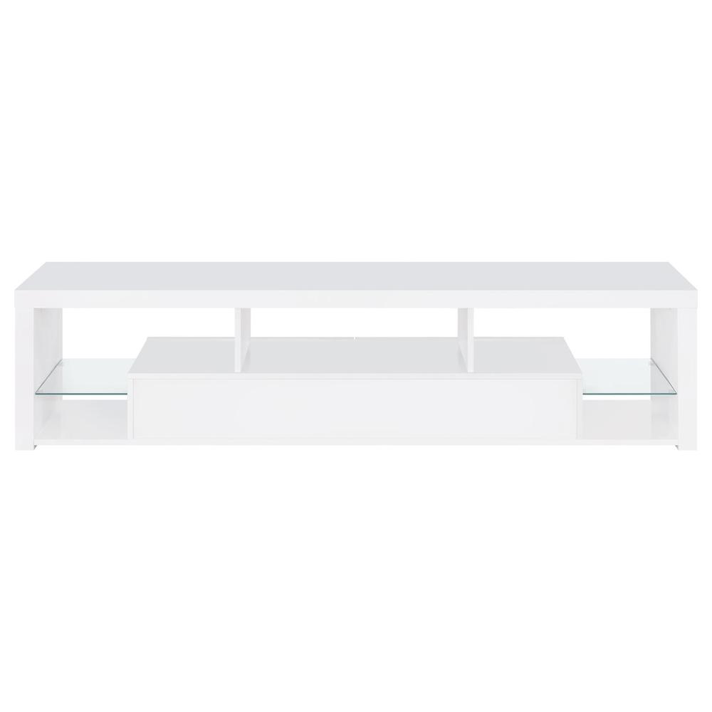 Jude 2-drawer 71" TV Stand With Shelving White High Gloss. Picture 7