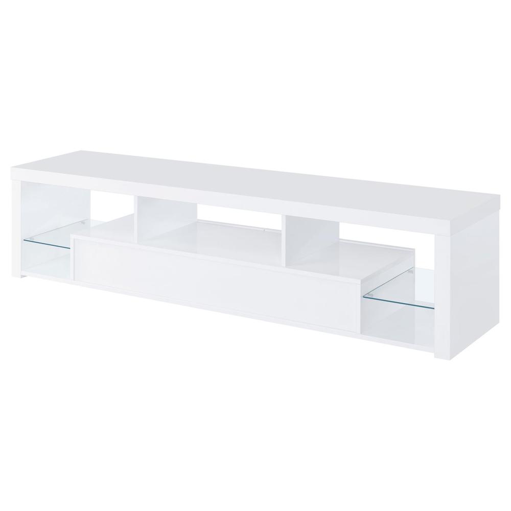 Jude 2-drawer 71" TV Stand With Shelving White High Gloss. Picture 8
