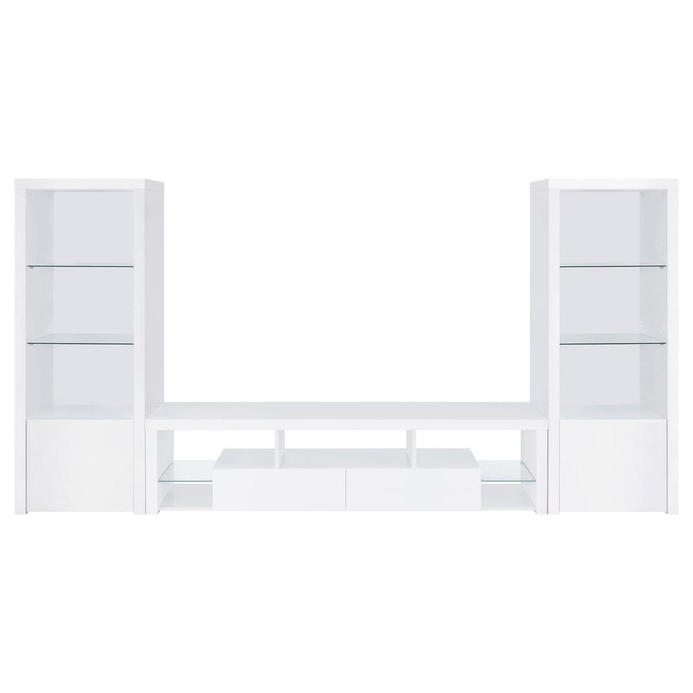 Jude 2-drawer 71" TV Stand With Shelving White High Gloss. Picture 10