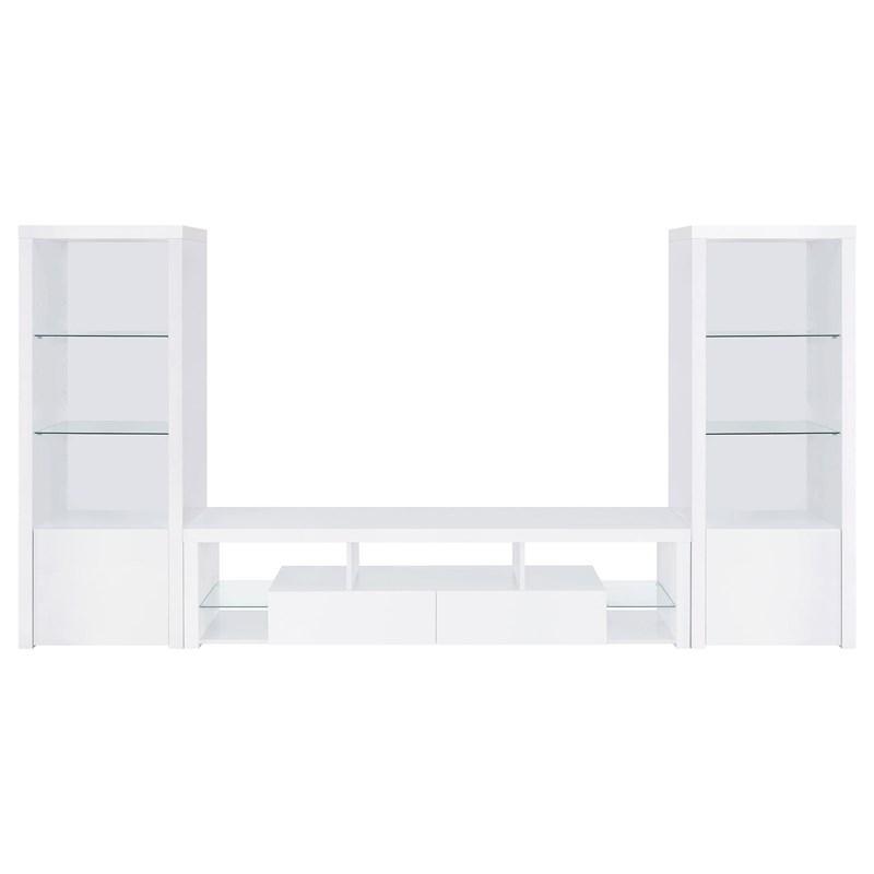 Jude 3-piece Entertainment Center With 71" TV Stand White High Gloss. Picture 1