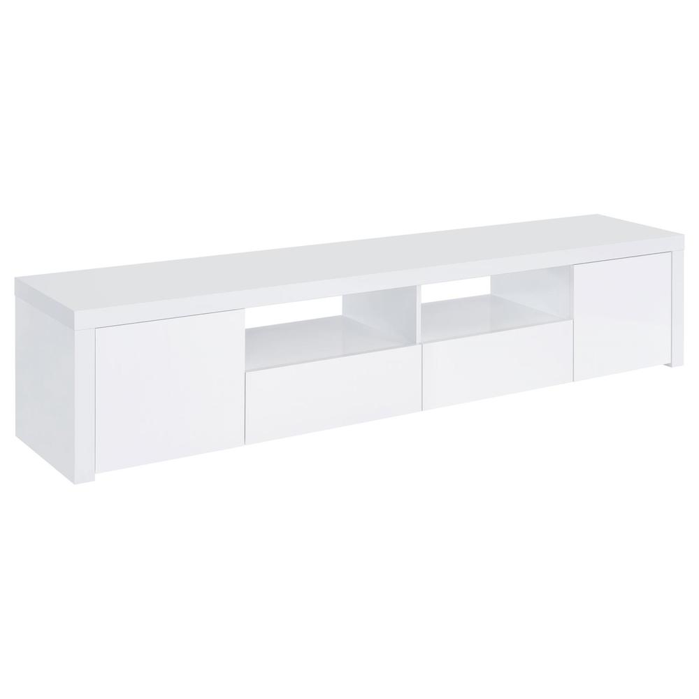 Jude 2-door 79" TV Stand With Drawers White High Gloss. Picture 1